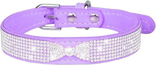 Cute Dog Collar with Bling Rhinestone, Fancy Crystal Diamond Glitter Pretty Jewel Soft Cat Collars for Small Medium Large Breed Dogs Girl Female Pet Puppy Kitten Terrier (M, Purple4)