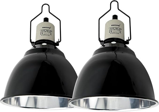 Reptile Light Fixture 2 Pack 7.5Inch Deep Dome Lamp Fixture,Optical Reflection Reptile Heat Lamp Bulb Lampshade for Bearded Dragon, Turtle, Snake and Lizard Terrarium