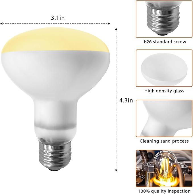 Reptile Heat Lamp Bulbs, 2-Packs 100W 3000H Heat Bulb with E26 Socket, UVA Basking Light for Bearded Dragons/Lizards/Turtles/Geckos/Snakes/Chameleons with Natural Sunlight Simulation