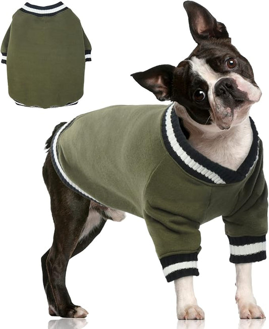 FUAMEY Pullover Sweatshirt, Winter Sweater for Dogs, Warm Clothes Vest, Thick Puppy Fleece, Cute Outfit for Small Medium Dogs, Green XL