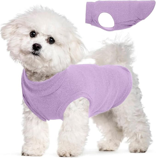 Dog Fleece Vest - Purple, S - Warm and Stretchable Sweatshirt | Sleeveless Lightweight Sweater, Pullover Design for Small Dogs, Chihuahua Clothes, Papillon, Pomeranian