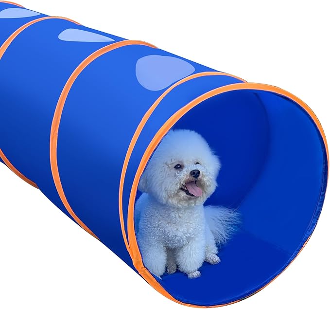Dog Agility Tunnel with Ventilated mesh, Dog Agility Equipment, Dog Agility Training with Carry Bag (Blue+Orange)