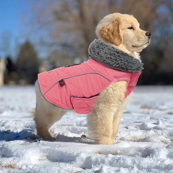 EMUST Dog Vests for Winter, Fleece Lined Dog Coat for Cold Weather Warm Pet Jackets for Small Medium Large Dogs, Pet Dogs Apparel for Cold Weather, Pink, XXXL