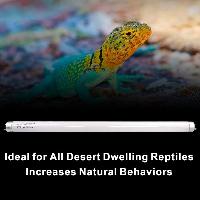 Aiicioo T8 UVB Reptile Light - 10.0 15W Reptile Fluorescent Light Bearded Dragon Desert UVB Bulb 18 inch 15 watt for Chameleon Tortoise Reptile and Amphibian
