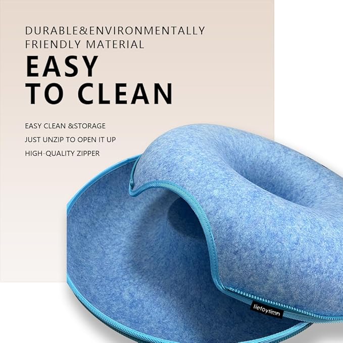 Tunnel nest, Donut nest, Fun Ventilation peep Hole, Detachable Zipper cat Bed, Felt Washable, All Season Universal cat Bed Suitable for Cats (Sky Blue, Small)