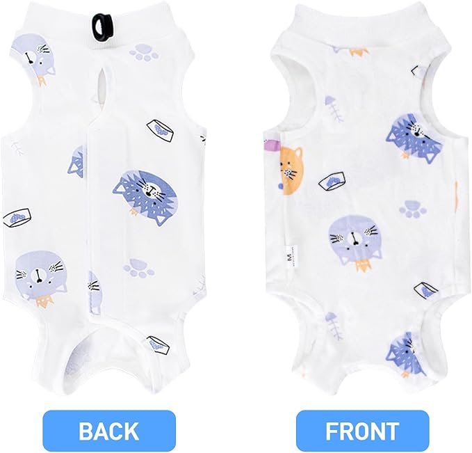 Coppthinktu Cat Recovery Suit Female, Breathable Cat Onesie After Surgery Female for Abdominal Wounds or Skin Diseases, Surgery Recovery Suit Kitten Onesie After Spay Wear Anti Licking (White M)