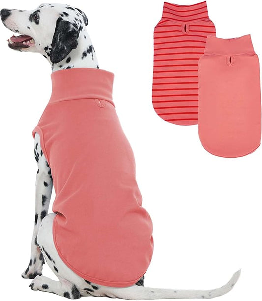 2 Pack Large Dog Sweaters Turtleneck Pullover, Winter Fall Dog Clothes Coat Jacket for Dogs Boys & Girls, Pet Sweatshirt Fleece Vest for Labrador Retriever, Australian Shepherd, Pink XL