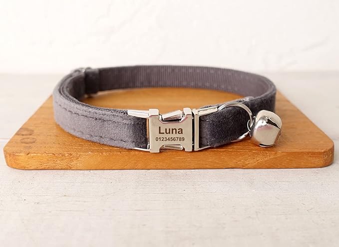 Cat Collar Personalized with Name Phone Number Engraved,Customized with Bell for Small Dogs Puppy Kitten