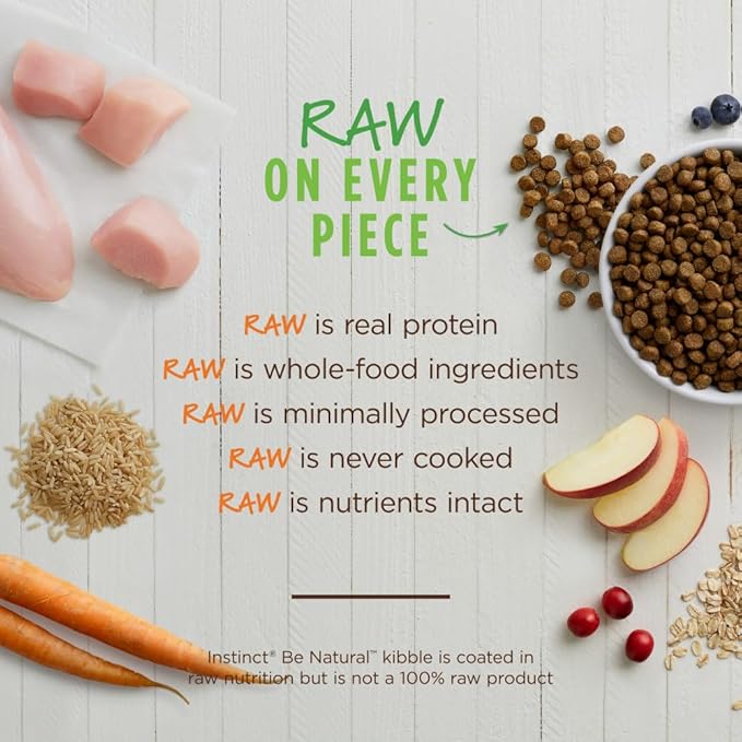 Instinct Be Natural, Natural Dry Dog Food, Raw Coated Kibble - Real Chicken & Brown Rice, 25 lb. Bag