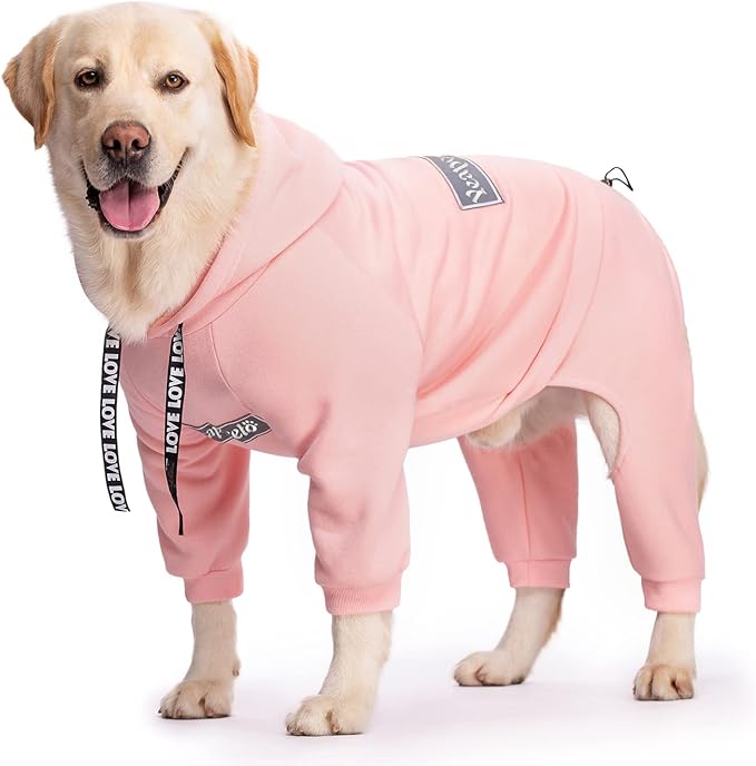 Dog Hoodies Winter Coat for Large Medium Dogs, Pullover 9 Legs Warm Coat Hooded Sweatshirt, Fleece Hoodie for Cold Weather (Pink, 2X-Large)