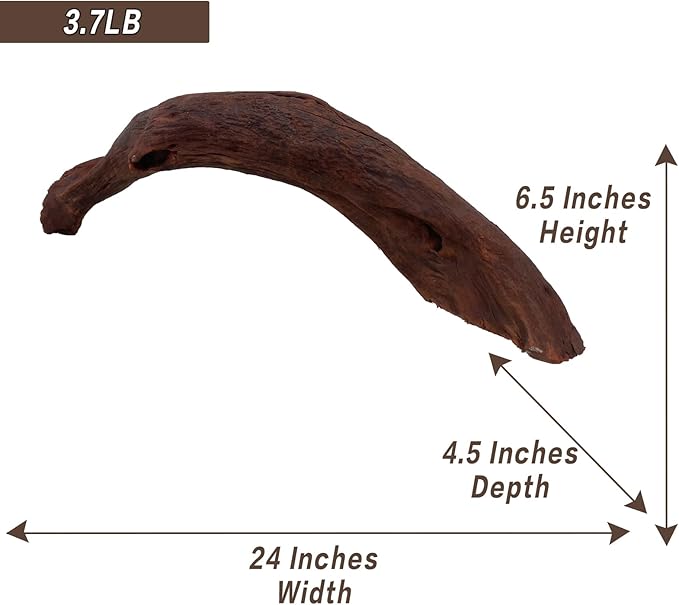 Natural Driftwood for Aquarium Decor, W24×D4.5×H6.5 Large Drift Wood Decorations for Reptile Hide, Fish Tank, Optional Shapes 07