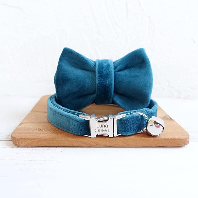 Cat Collar Personalized with Name Phone Number Engraved,Customized with Bell for Small Dogs Puppy Kitten