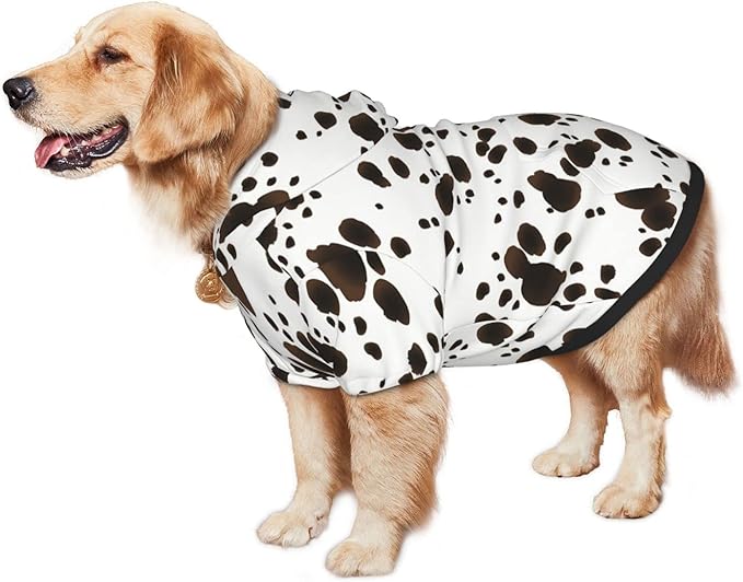 Cute Dalmatian Print Dog Hoodies，Dog Clothes with Pocket and Hat Winter Clothes Sweaters for Medium Large Dogs Girl Boy Pets' Clothes Outfits