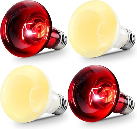 Infrared Heat Lamp，Reptile Heat Lamp, basking bulb 100w 4 Pack, basking light for bearded dragon, UVA UVB reptile light bulb for Bearded Dragon, Turtles, Tortoise, Lizard, Snake, Chameleon, Chicken