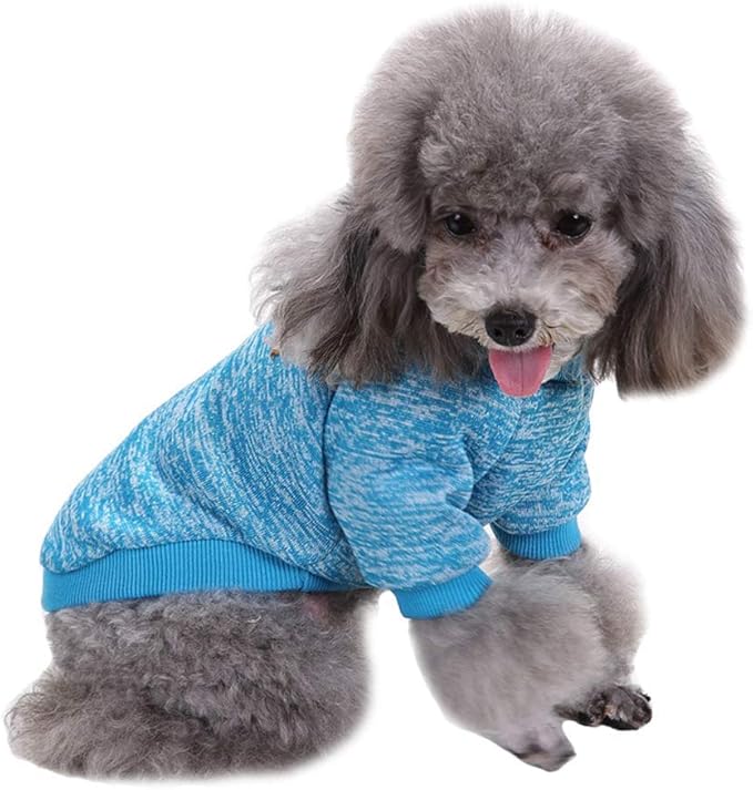 Jecikelon Dog Clothes Dogs Sweater Soft Puppies Clothing Winter Puppy Sweaters Warm Outfit for Dogs Small XXS XS Cat Apparel (Light Blue, L)