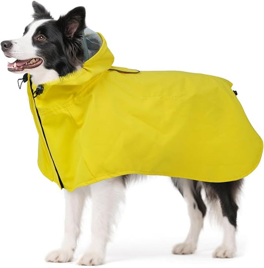 Dora Bridal Dog Raincoat for Large Dogs, Adjustable Clear Hooded Dog Rain Jacket, Waterproof Dogs Rain Coat Poncho with Reflective Strips for Labrador, Golden Retriever, German Shepherd, Yellow,XL