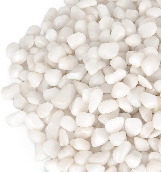 GASPRO 2.5 Pound Pebbles for Indoor Plants, 3/8" Decorative White Rocks for Vases, Planters, Succulents, Highly Polished Aquarium Gravel, Smooth Surface and Fade Resistant
