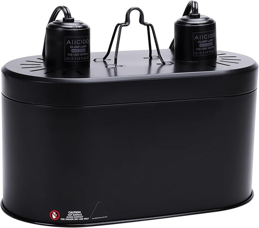 Aiicioo Dual Reptile Light Fixture 150W Double Dome UVB lamp Fixture Reptile Combo Deep Dome Lamp Fixture with Independent Switches for Reptile Terrarium and Tortoise Habitat