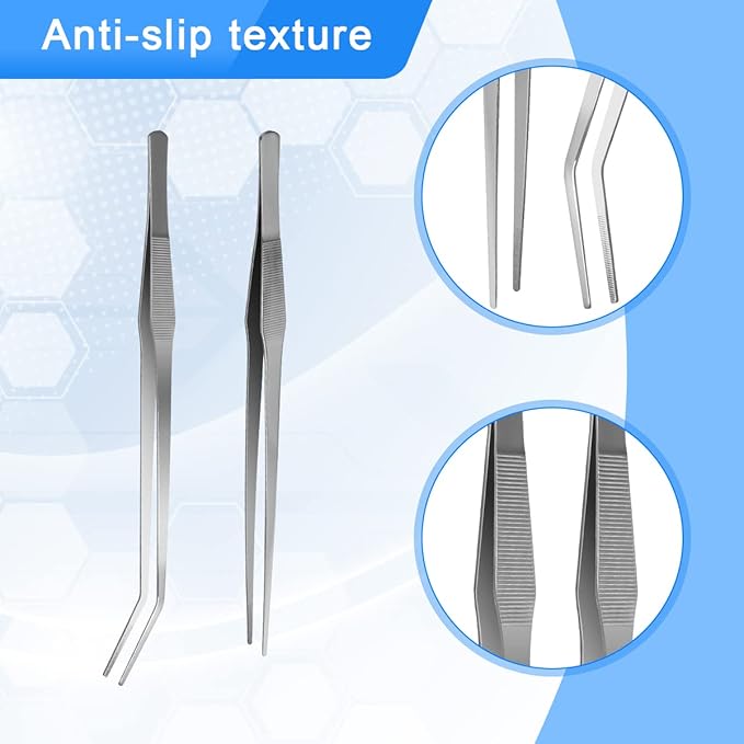 Aquarium Tweezers Extra Long 15 inches, Luxiv Stainless Steel Straight and Curved Tweezers 38cm Extra Long Tweezers for Fish Tank Plant Aquascape Tools, Feeding Tongs