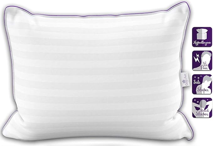 Queen Anne Luxury Hotel Pillows - Two Pack (2) - Majesty Down - Synthetic Down Alternative - Allergy Free Hypoallergenic Bed Pillows - Made in USA (Standard Medium)