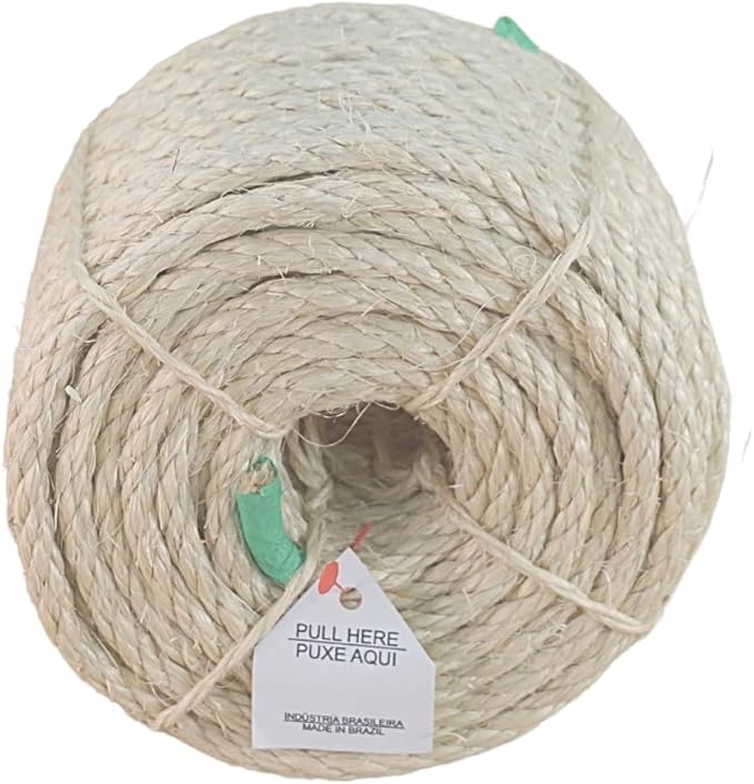 Premium Brazilian Sisal Rope, Natural Fiber 100% Sisal, Ultra Durable, Chemical-Free, Ideal for DIY, Cats, Scratching Post Replacement, Home Decor, Garden, Crafting (5/16” 100 ft / 8mm 30m)
