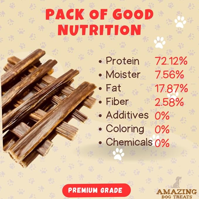 Amazing Dog Treats Gullet Sticks for Dogs- (6 Inch - 20 Count) - Jerky Chews for Dogs - Esophagus Beef Gullet