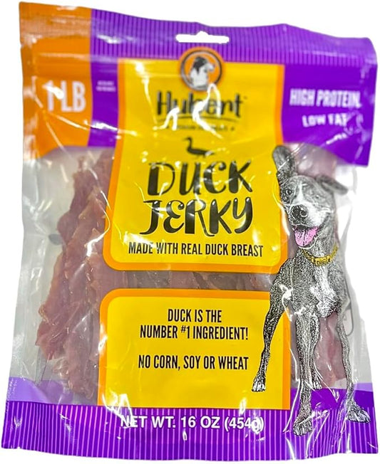 Hubert Pet Gourmet Duck Jerky Dog Treats, High Protein & Low Fat, Healthy & Natural, No Additives, 1 lb Bag