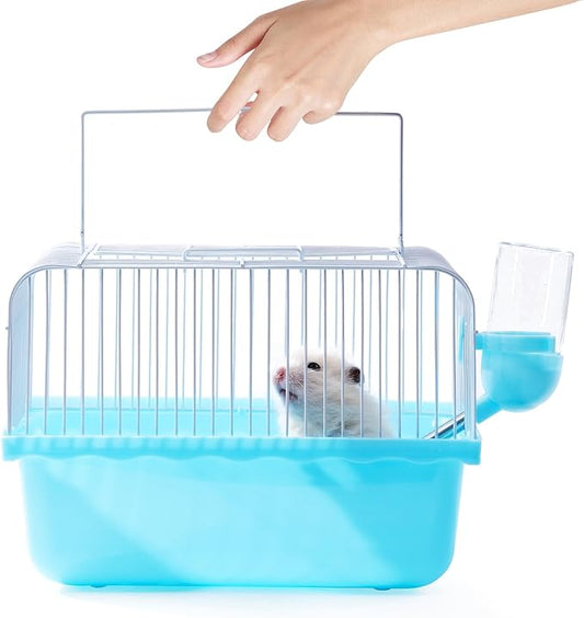 Small Hamster Cage, Hamster Travel Carrier, Travel Cage, Portable, Hand-held, Breathable, Easy to Clean Carry, for Short Trip, Visit to The Pet Clinic, for Small Size Hamsters, Blue