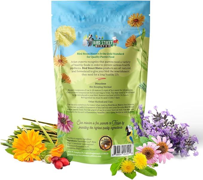 Parrot Tea 3oz - Parakeet & Cockatiel Food Vitamin Substitute - Bird Health Supplies - Bird Food Topper