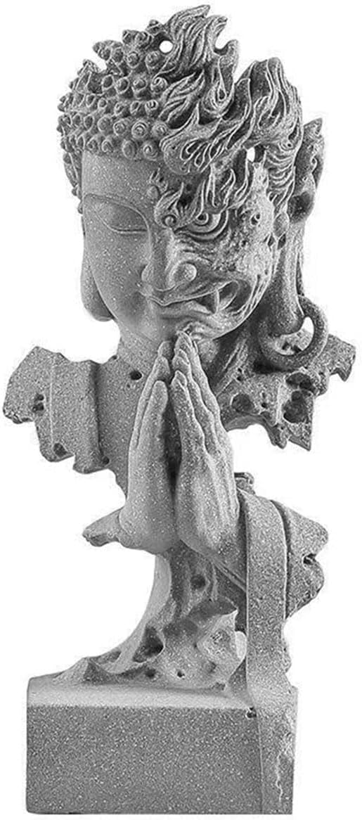 livelyfish Meditating Buddha Statue Zen Garden Statues Sandstone Thinker Buddha Sculpture Figurine for Fish Tank Aquarium Home Decorations, Gift (C)
