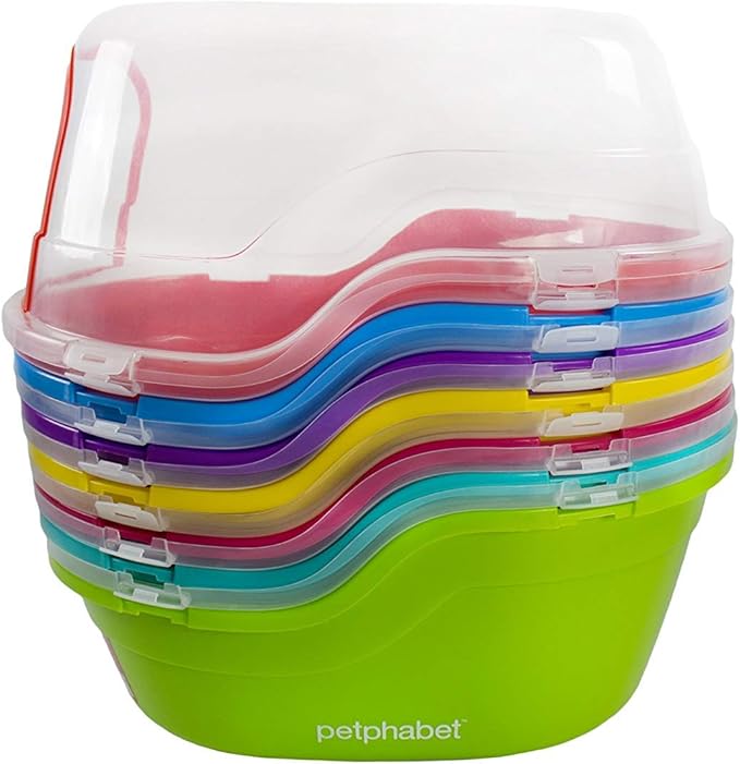 Covered Litter Box, Jumbo Hooded Cat Litter Box Holds Up to Two Small Cats Simultaneously,Extra Large Purple by Petphabet