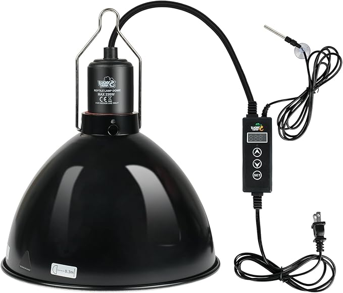 LUCKY HERP Reptile Light Fixture 250W (No Temperature Control Function), Aluminum 8.1inch Dome Reptile Lamp Fixture, Reptile Heat Lamp Fixture for UVB Bulb Basking Heat Bulb