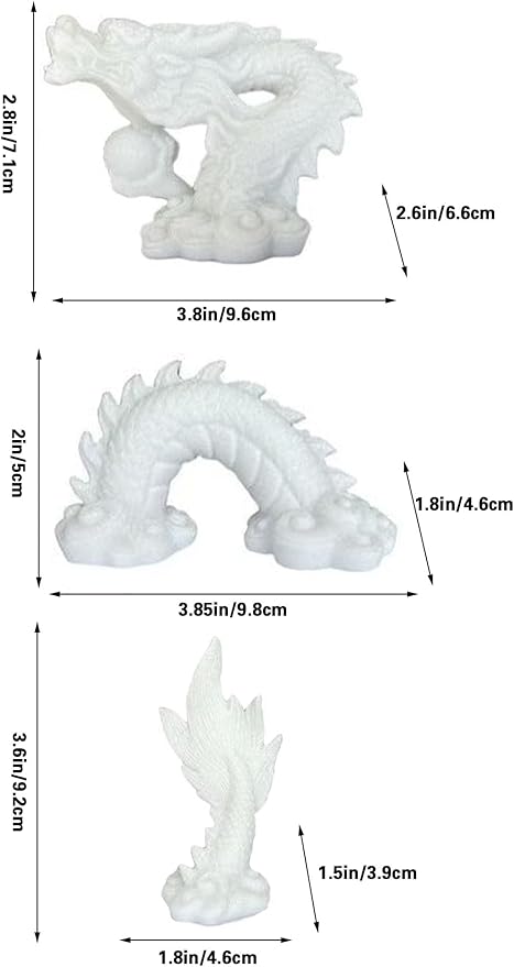 livelyfish Aquarium Dragon Statue Sandstone Ornaments Asian Fish Tank Decor for Freshwater Saltwater Tank Landscape Garden Decorations (White)