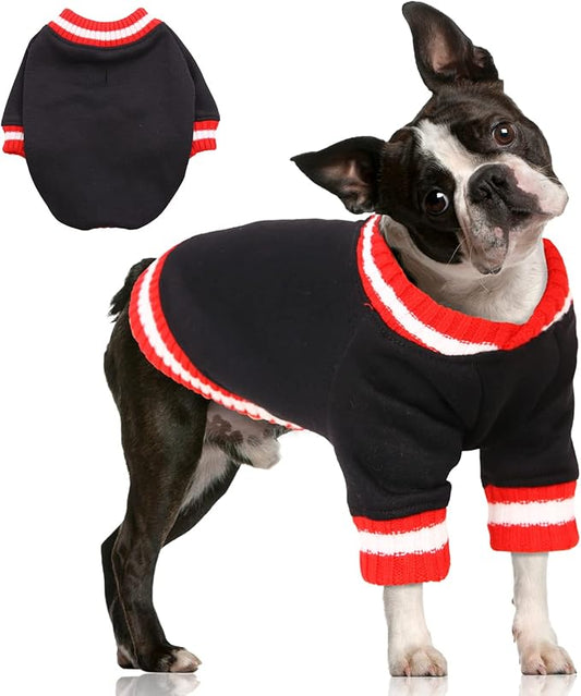 FUAMEY Dog Pullover Sweatshirt, Warm Winter Dog Sweater Thick Fleece Doggie Boy/Girl Outfit, Small & Medium Sizes, Black XL