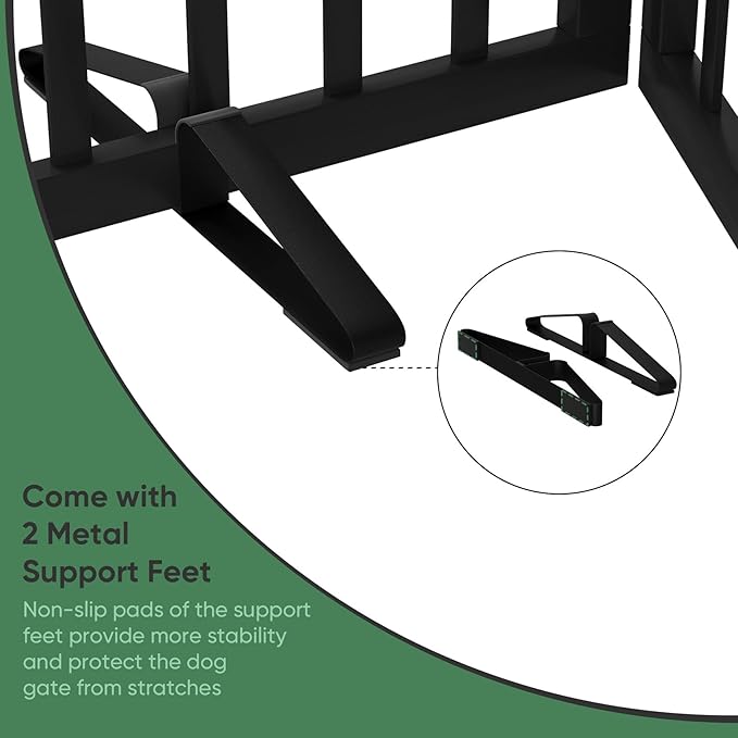 Dog Gate, Freestanding Dog Gates for Doorways, Foldable Dog Gate Indoor, Pet Gates for Doorways Bedroom, Puppy Gate with Metal Support Feet, Room Divider 3 Panels (Black)