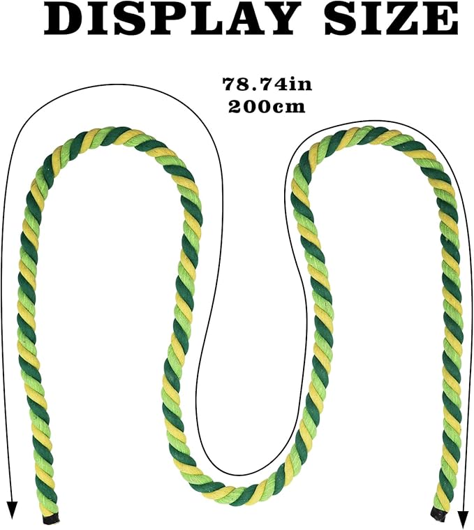 78.7 Inches Cotton Climbing Rope Toy, Lengthen & Bold Bird Ladder Bridge, Swing Rope Toys, Parakeet & Cockatiel Macaw African Grey Parrot Cage Accessories