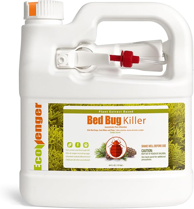 Bed Bug Killer 64 oz EcoVenger by EcoRaider, 100% Kill Efficacy, Bedbugs & Mites, Kills Eggs & The Resistant, Lasting Protection, USDA BIO-Certified, Plant Extract Based & Non-Toxic, Child & Pet Safe