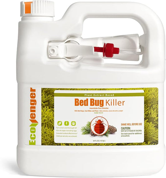 Bed Bug Killer 64 oz EcoVenger by EcoRaider, 100% Kill Efficacy, Bedbugs & Mites, Kills Eggs & The Resistant, Lasting Protection, USDA BIO-Certified, Plant Extract Based & Non-Toxic, Child & Pet Safe