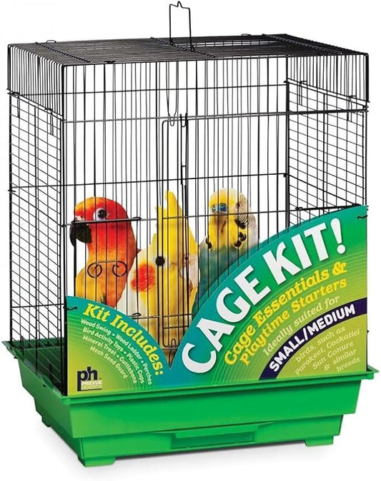 Prevue Hendryx 91321 Square Roof Bird Cage Kit, Black and Green, 5/8"