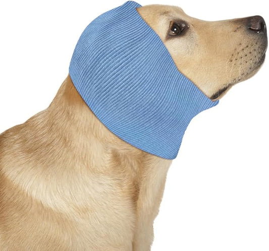 Ear Wraps for Dogs Cats, Dog Snood for Ear Hematoma, Pet Ear Muffs for Anxiety Relief Noise Canceling, Ear Cover The Grooming & Force Drying, Calming Dog Neck and Ear Warmer, Ear Care(Blue, M)