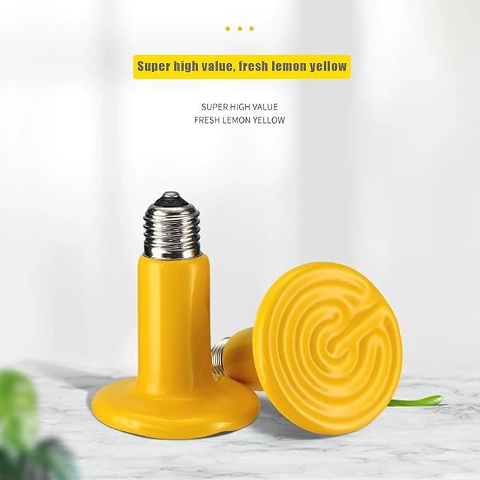 JZNCHP-Reptile Heat lamp-Ceramic Heat emitter-Bearded Dragon Tank Accessories 100W Yellow Infrared Bulb Emitter Lamp for Pet Heat lamp for Chickens(2-Pack)