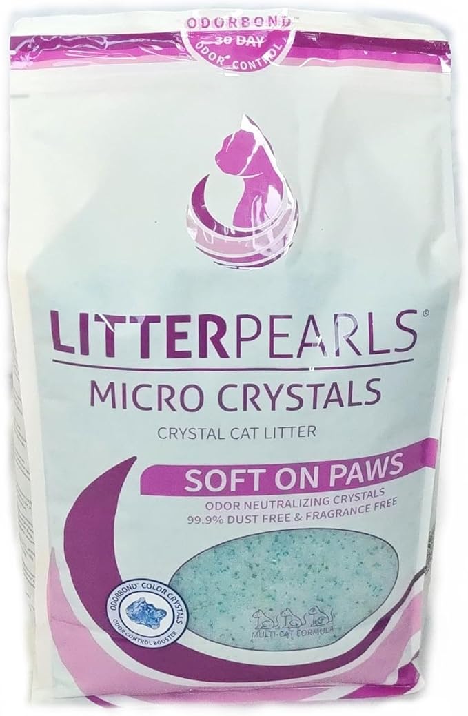 Litter Pearls Micro Crystals Unscented Non-Clumping Crystal Cat Litter with Odorbond, 10.5 Pounds