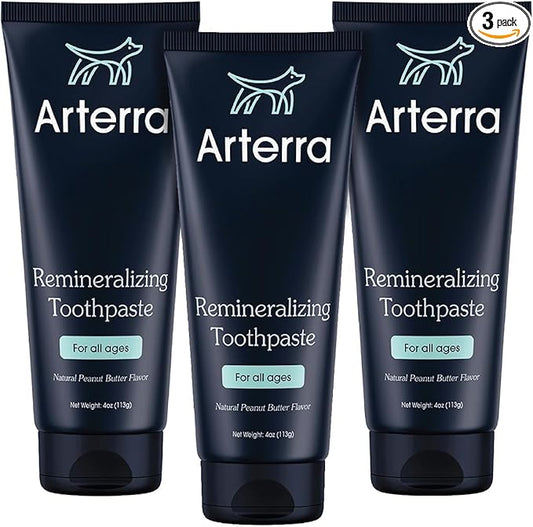 Remineralizing Dog Toothpaste – Vet-Grade, with Nano-Hydroxyapatite, Reverses Early-Stage Decay, Cleans Teeth, Reduces Tartar, Freshens Breath by Arterra Pet Science, Plant-Based, Natural Flavor, 4oz