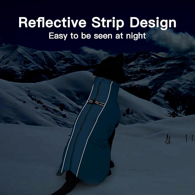 Dog Coat Winter Warm Dog Jackets for Large Dogs Reflective Snowsuit with Harness Fleece Dogs Snow Jacket Waterproof Pet Clothes for Cold Weather