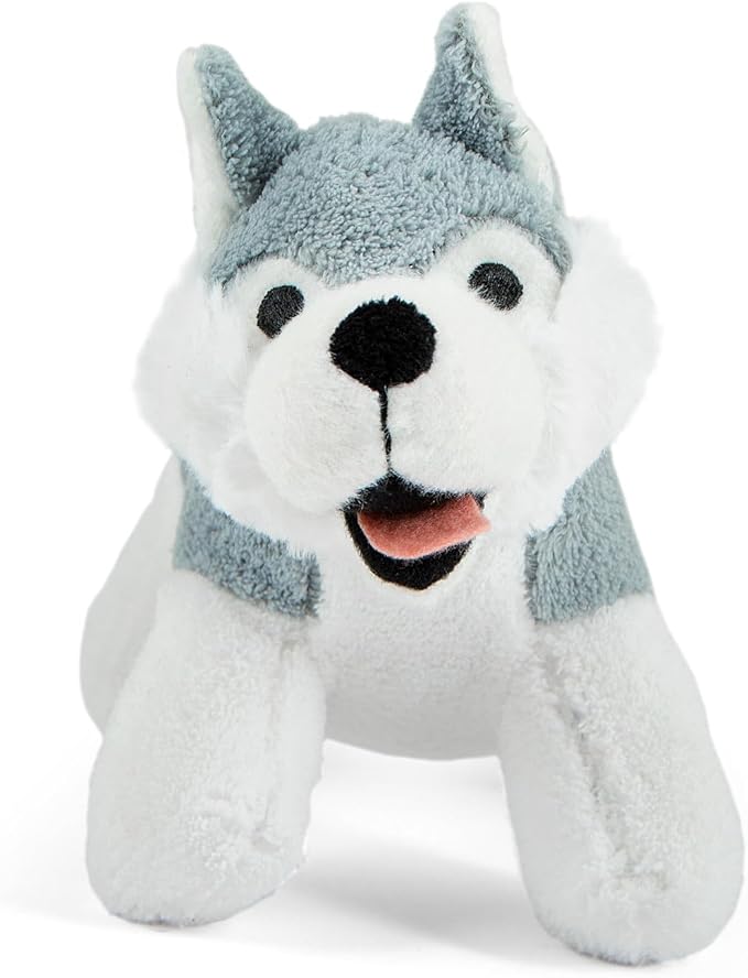 Jeffers Pet Plush Dog Toy with Squeaker, Gray Husky 8" - Soft Crinkle Fabric, Safe & Durable, Healthy Fun for Small & Medium Dogs, Interactive Play, Fetch, Tug - Best Gift for Active Games