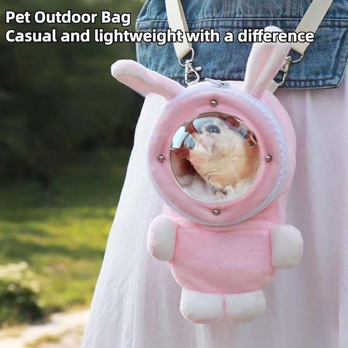 Sugar Glider Bonding Pouch Bonding Pouch Carry for Rat Syrian Hamster Hedgehog Small Pocket Pets, Gerbil Travel Bag Cute Bunny-Shaped Outing Bag with Large Transparent Window (Dark Grey,Small)