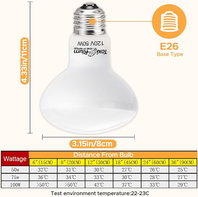 Reptile Heat Lamp 2Pack 50W Reptile Sun Lamp Self-Ballasted Vapor Basking Spot Lamp/Bulb/Light for Reptile and Amphibian E26