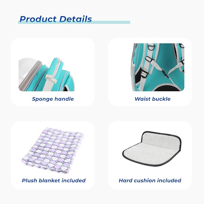 Lollimeow Cat Carrier Backpack, Bubble Expandable Backpack Carrier, Pets and Small Dogs,Airline-Approved, Designed for Travel, Hiking, Walking & Outdoor Use (Front Expandable-Green)