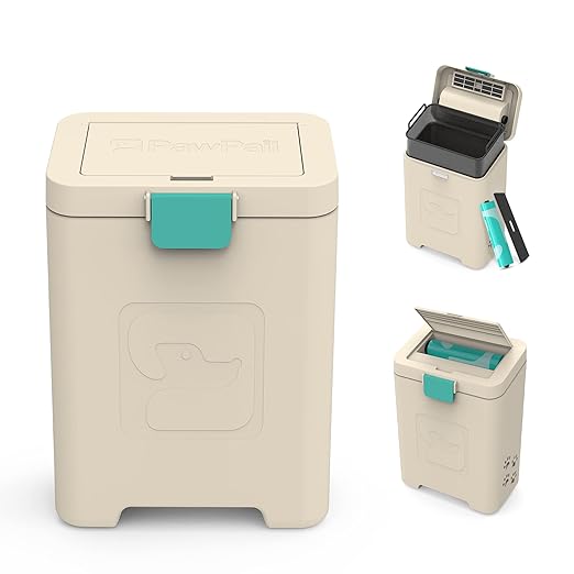 PawPail Pet Waste Station, Heavy Duty Outdoor Dog Poop Trash Can with Carbon Air Filter & DualVent Odor Control, UV & Weather Resistant | Includes 200 Pet Waste Bags