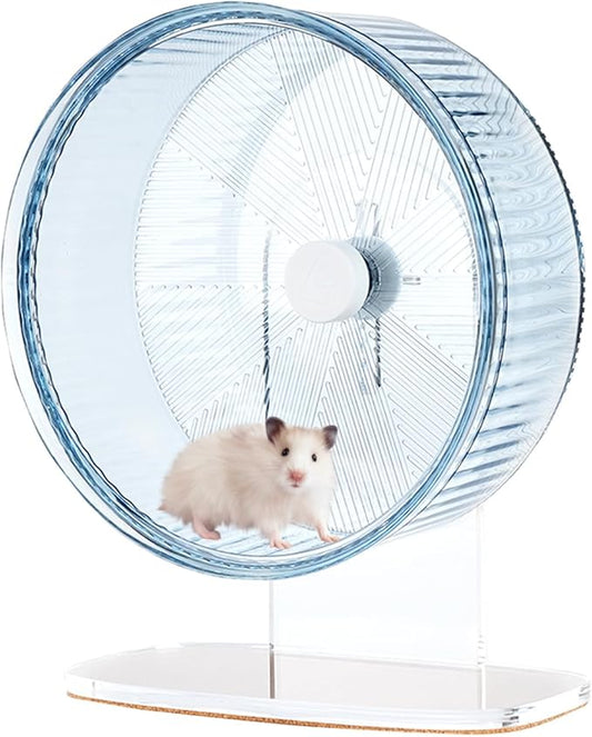 Super-Silent Hamster Exercise Wheel: Silent Spin Toys Hamster Running Wheels with Height Adjustable Stand for Hamsters Gerbils Mice Or Other Small Animals -8.5inch Blue